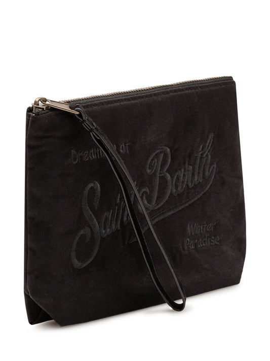 Pochette Saint Barth Aline blu con zip e polsino