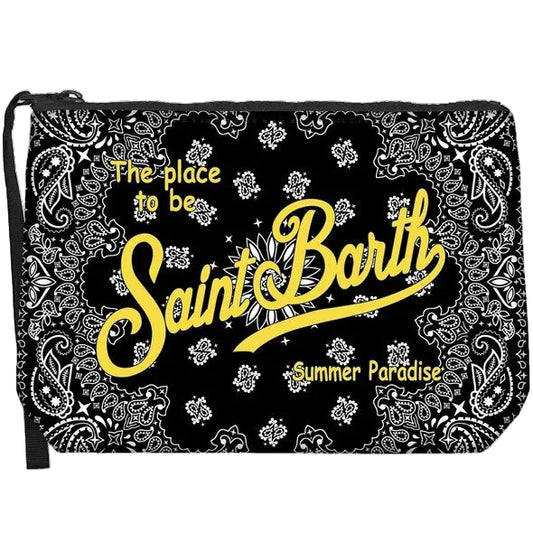 Pochette Saint Barth - POCHETTE ALINE IN SCUBA BANDANA NERA