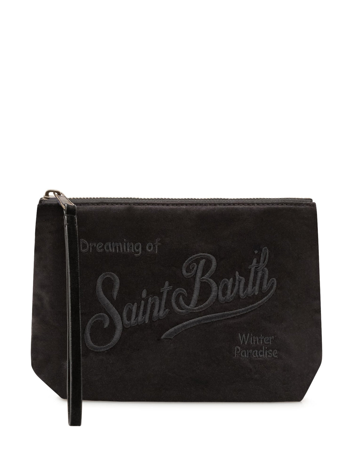 MC2 Saint Barth pochette Aline blu in velluto con ricamo