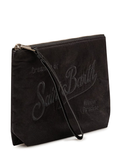 Pochette Saint Barth Aline blu con zip e polsino