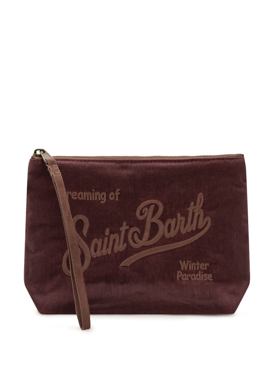 MC2 Saint Barth pochette Aline rossa in velluto con ricamo
