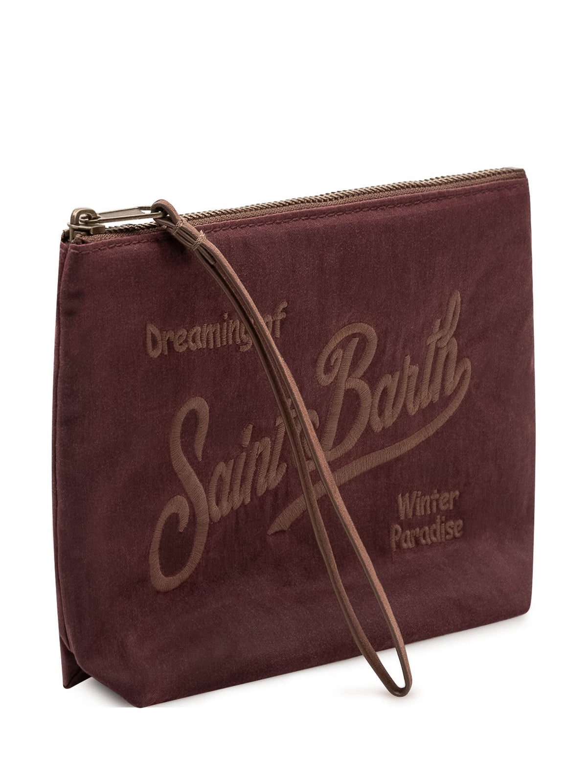Pochette Saint Barth Aline rossa con zip e polsino