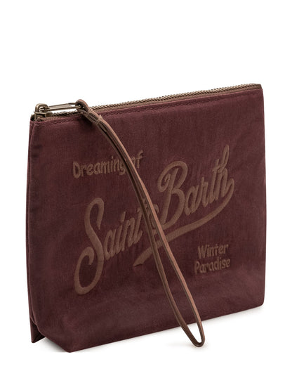 Pochette Saint Barth Aline rossa con zip e polsino