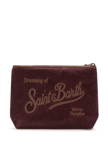 Portafoglio MC2 Saint Barth Aline rosso effetto velluto dettaglio