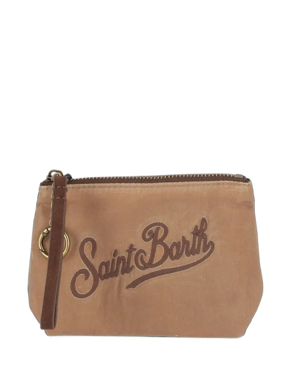 MC2 Saint Barth pochette Aline Mini beige in cotone cerato con ricamo
