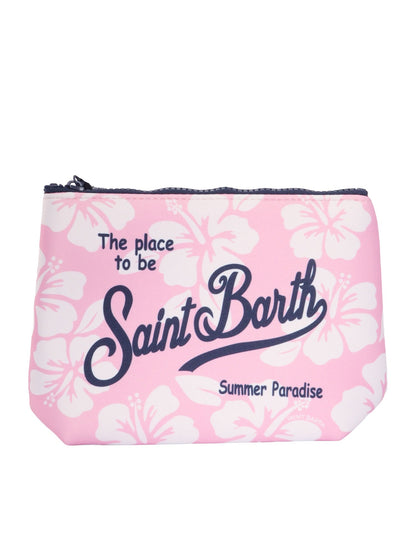 Pochette Saint Barth - Aline in scuba hibiscus Rosa