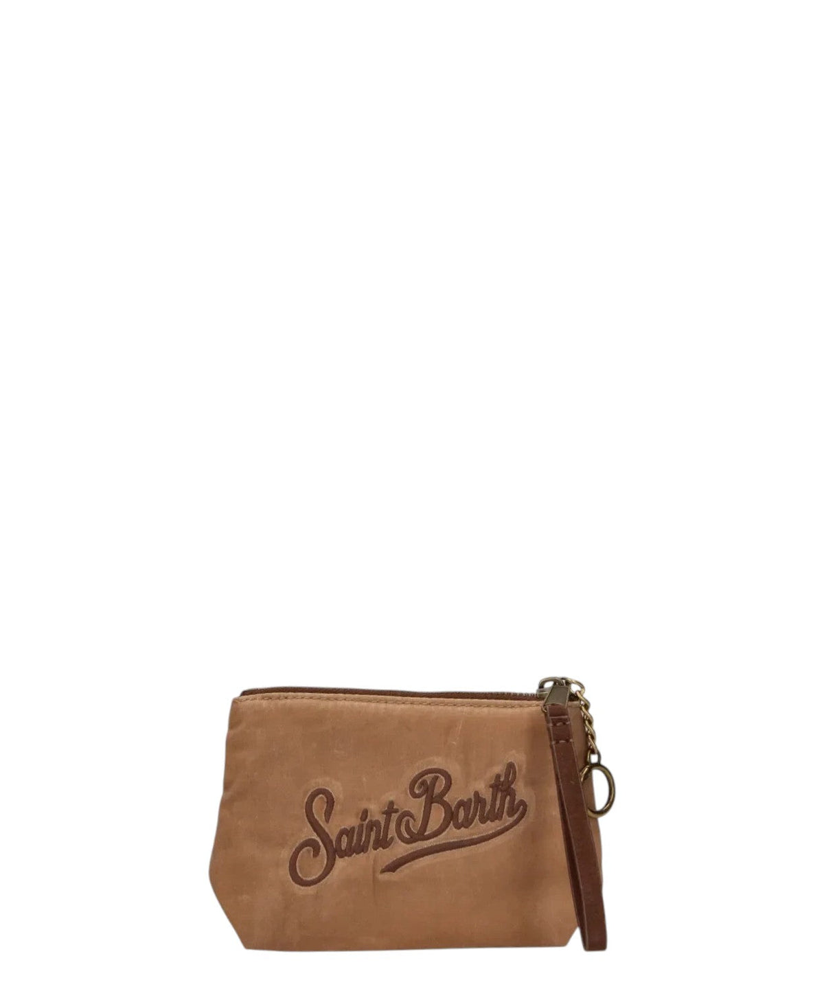 Pochette Saint Barth Aline Mini Wax beige con zip e polsino
