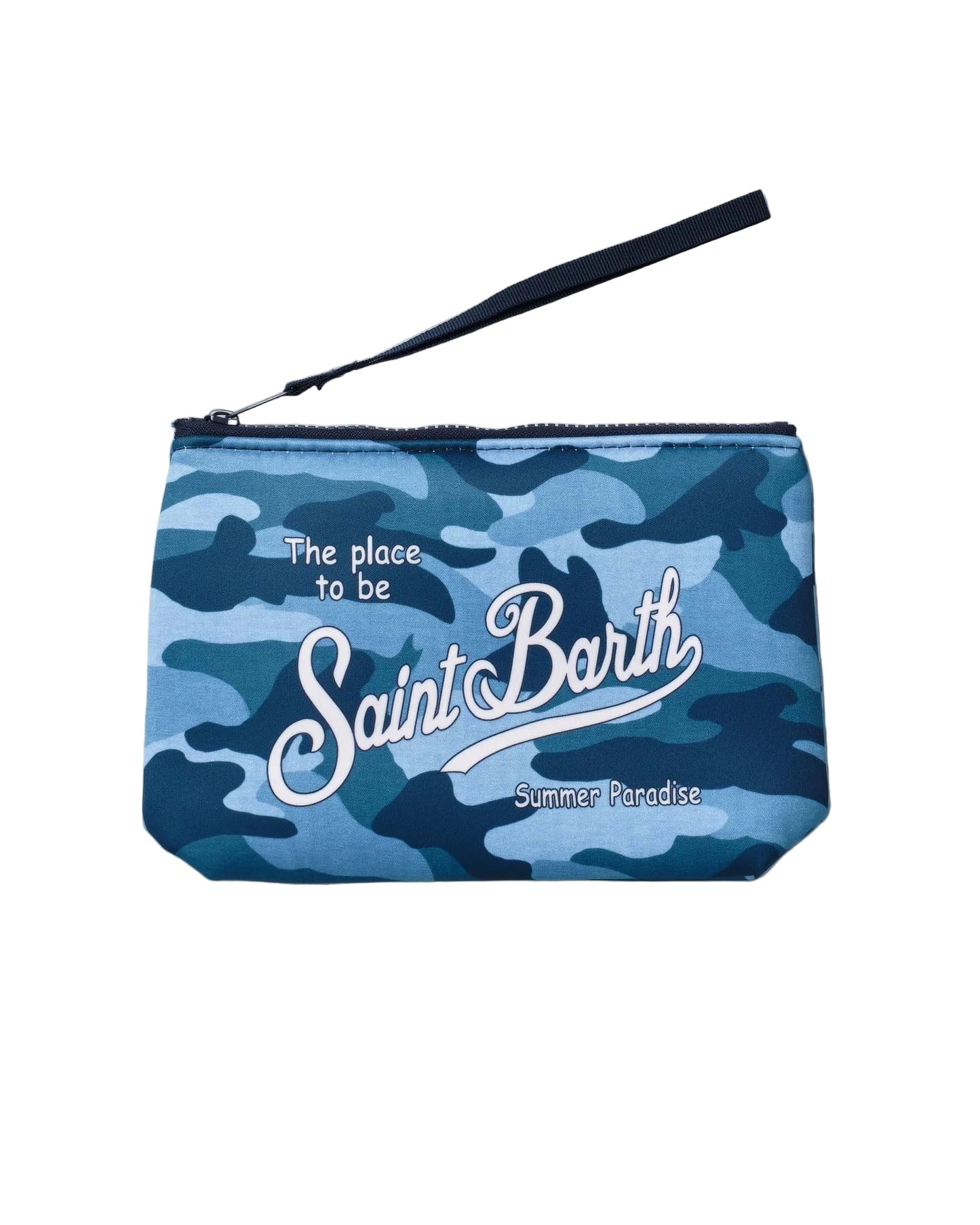 Pochette Saint Barth - Pochette MC2 Saint Barth Aline blu in neoprene a fantasia camouflage