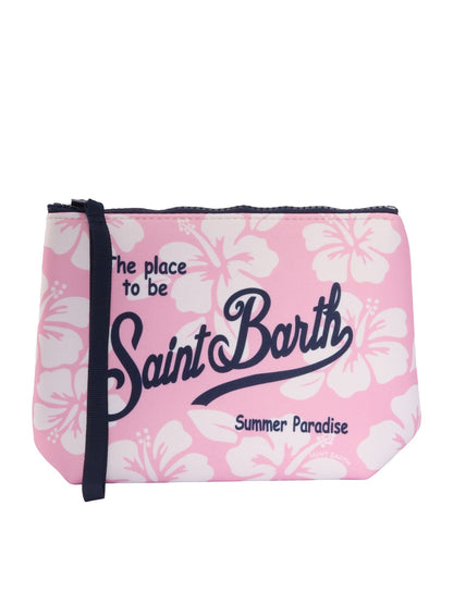 Pochette Saint Barth - Aline in scuba hibiscus Rosa