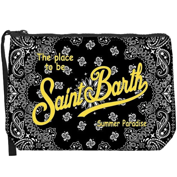 Pochette Saint Barth -  POCHETTE ALINE IN SCUBA BANDANA NERA