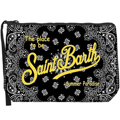 Pochette Saint Barth -  POCHETTE ALINE IN SCUBA BANDANA NERA
