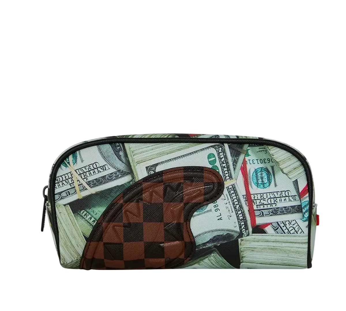 Astuccio Sprayground "Money Stacks" con Shark Mouth a Scacchi – Accessorio Streetwear