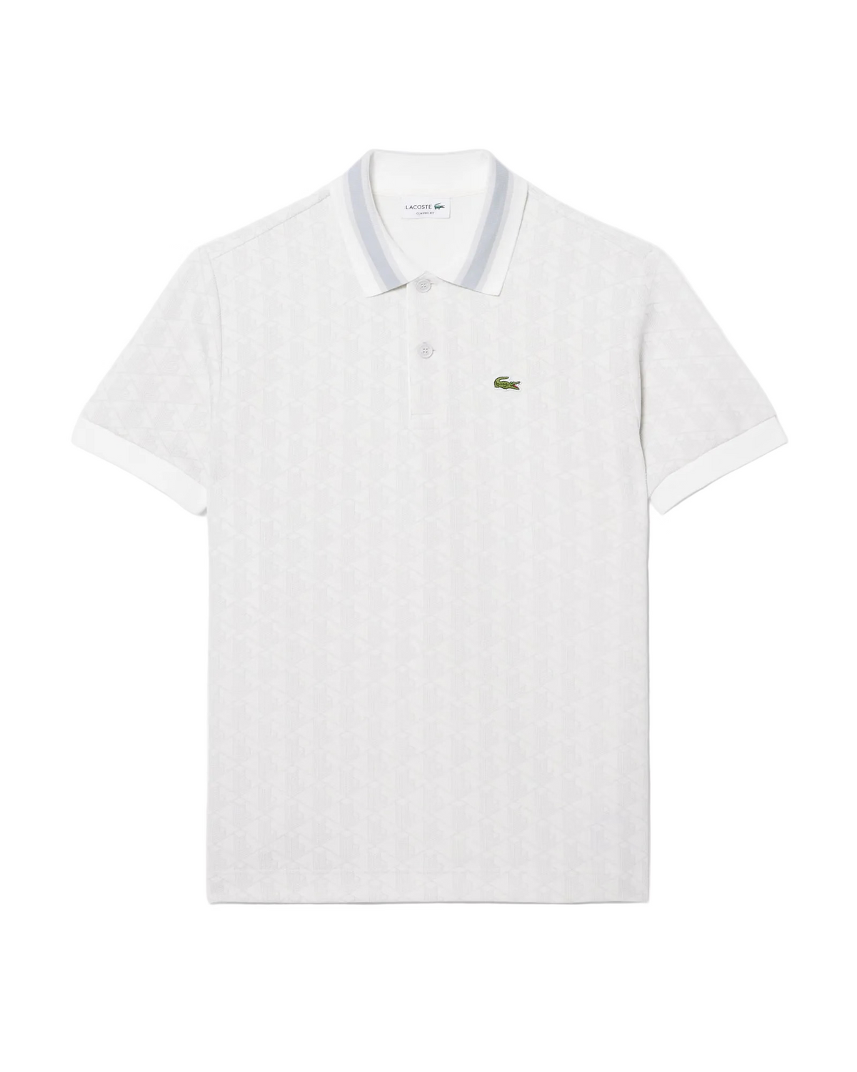 Lacoste - Polo dal taglio classico in jacquard con monogramma bianca