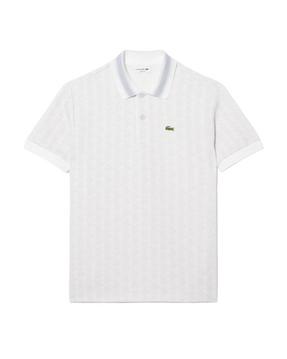 Lacoste - Polo dal taglio classico in jacquard con monogramma bianca
