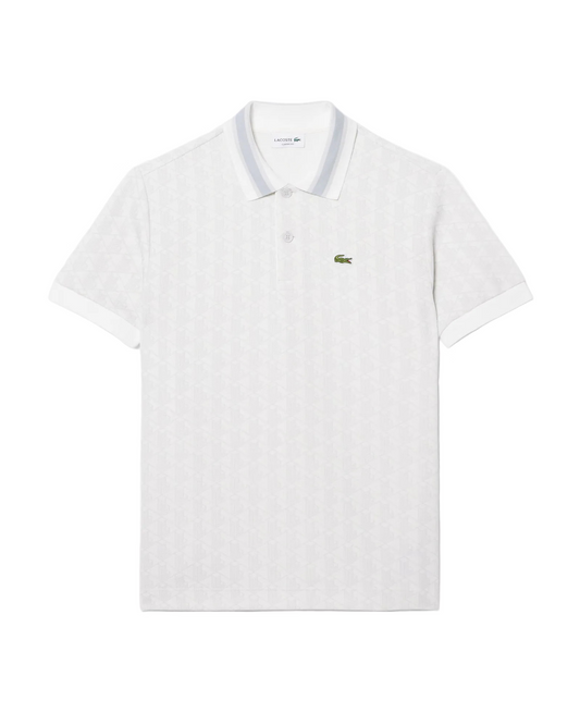 Lacoste - Polo dal taglio classico in jacquard con monogramma bianca