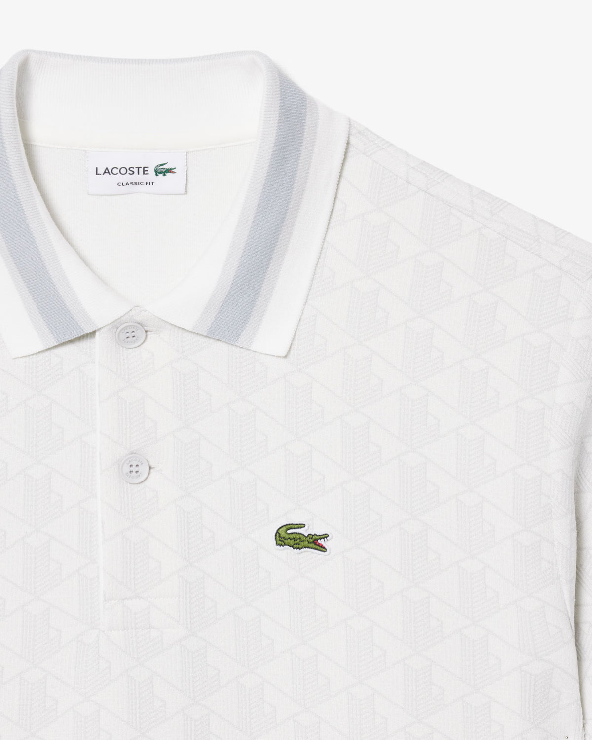 Lacoste - Polo dal taglio classico in jacquard con monogramma bianca