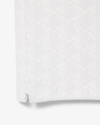 Lacoste - Polo dal taglio classico in jacquard con monogramma bianca