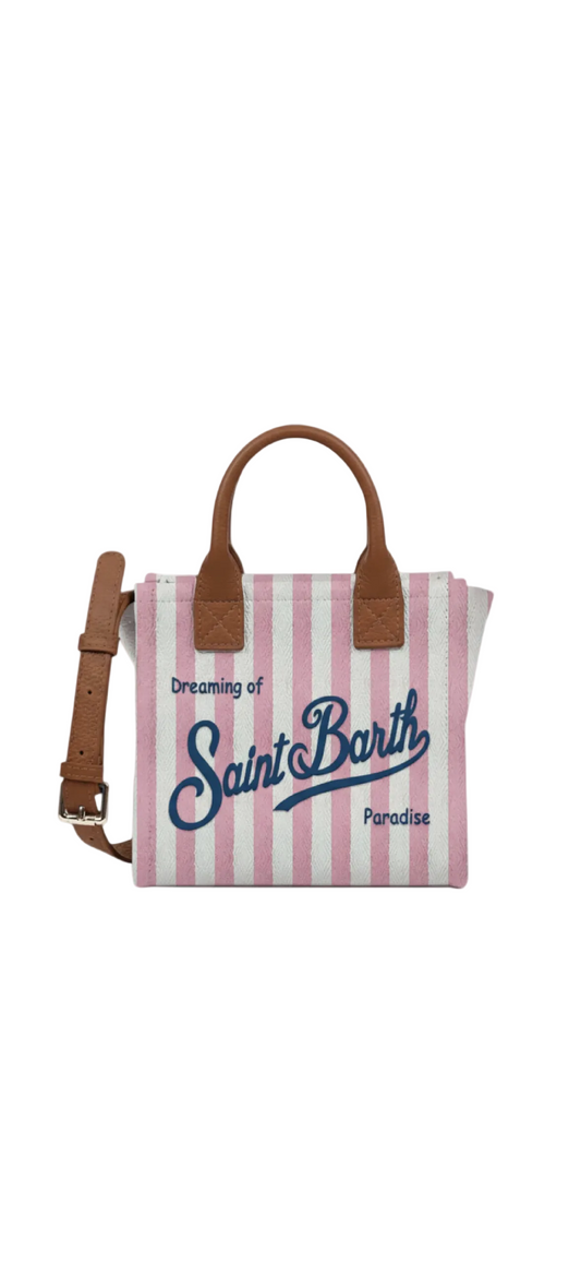 BORSA SAINT BARTH - Borsa MC2 Saint Barth Vanity Mini Stripes in Pelle con Tracolla