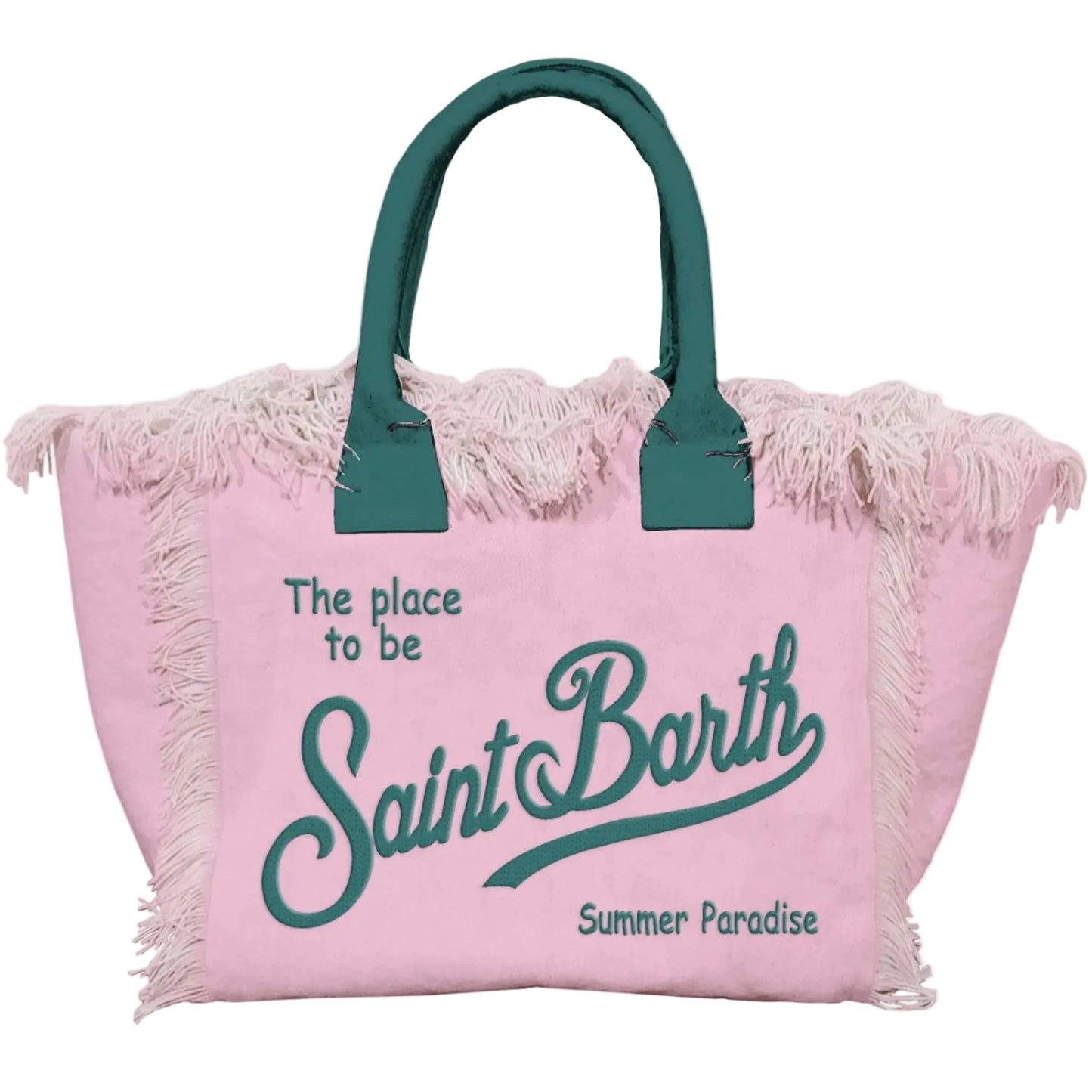 BORSA SAINT BARTH - Borsa Vanity Rosa scritta verde