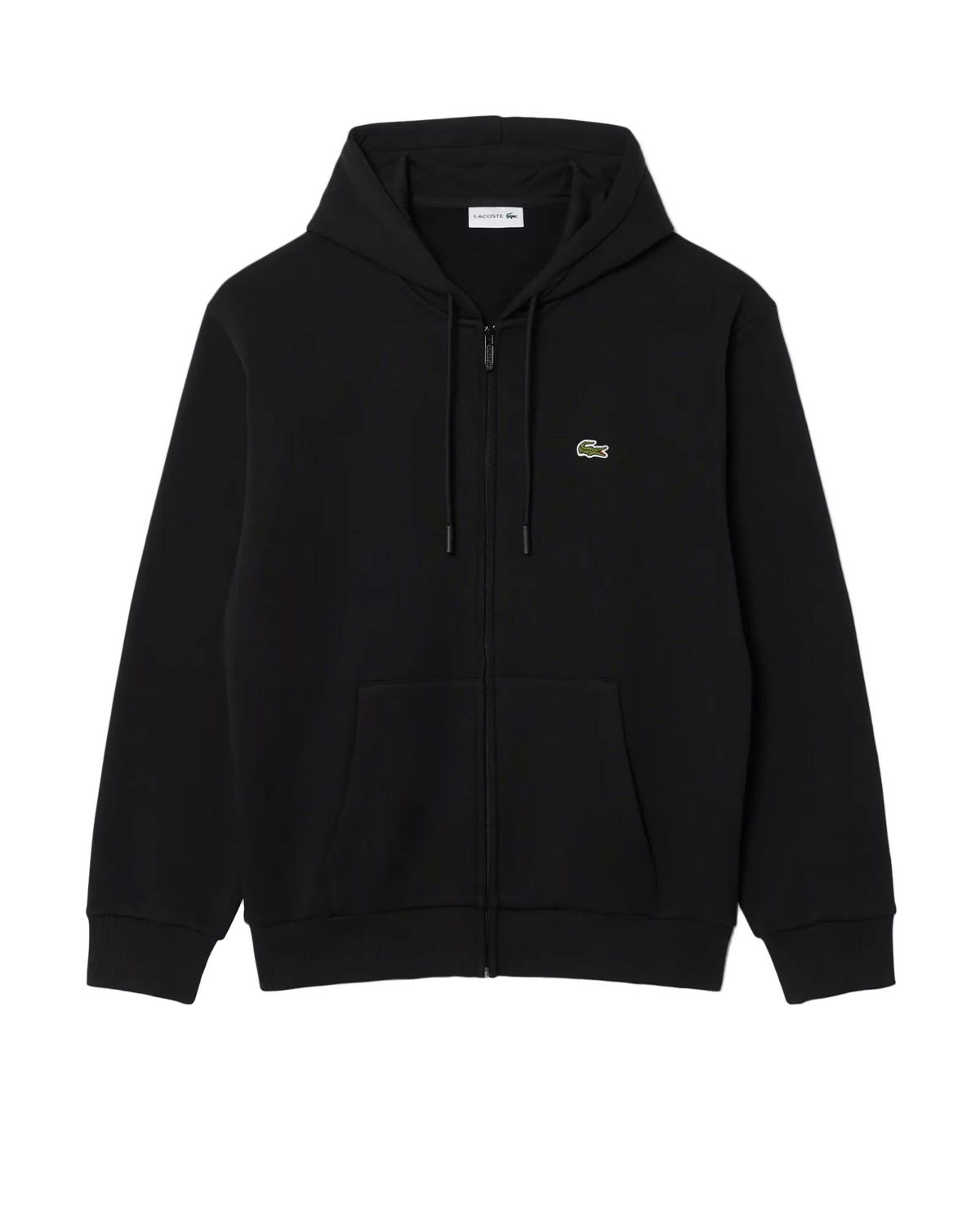 Lacoste - Felpa con cappuccio in tessuto felpato nera