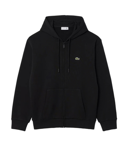 Lacoste - Felpa con cappuccio in tessuto felpato nera