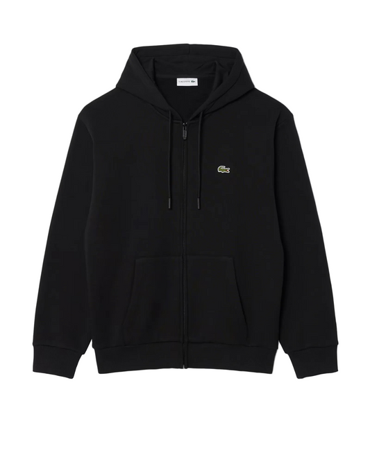 Lacoste - Felpa con cappuccio in tessuto felpato nera