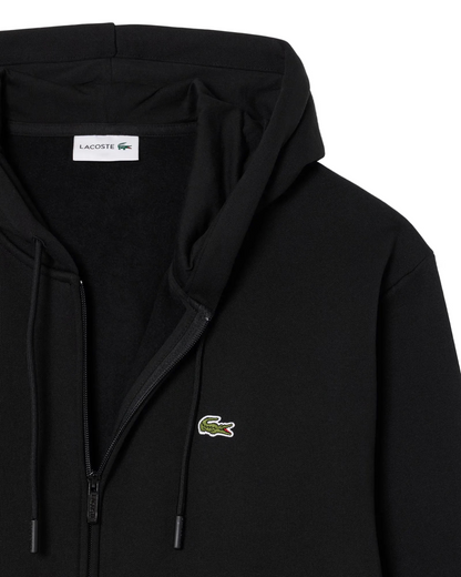 Lacoste - Felpa con cappuccio in tessuto felpato nera