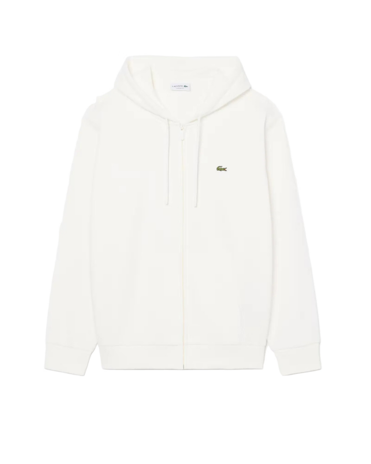 Lacoste - Felpa con cappuccio in tessuto felpato bianca