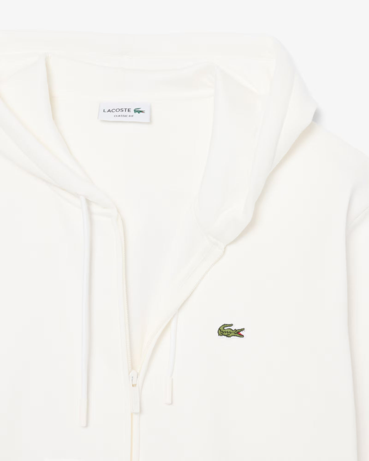 Lacoste - Felpa con cappuccio in tessuto felpato bianca