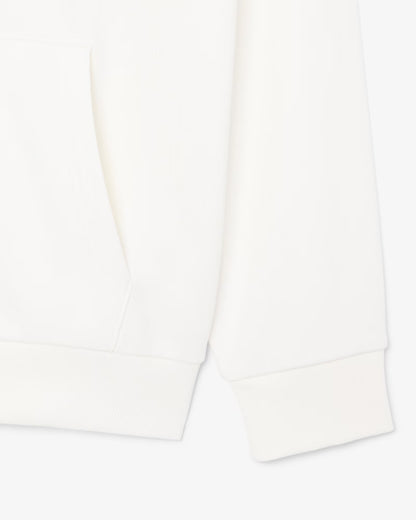 Lacoste - Felpa con cappuccio in tessuto felpato bianca