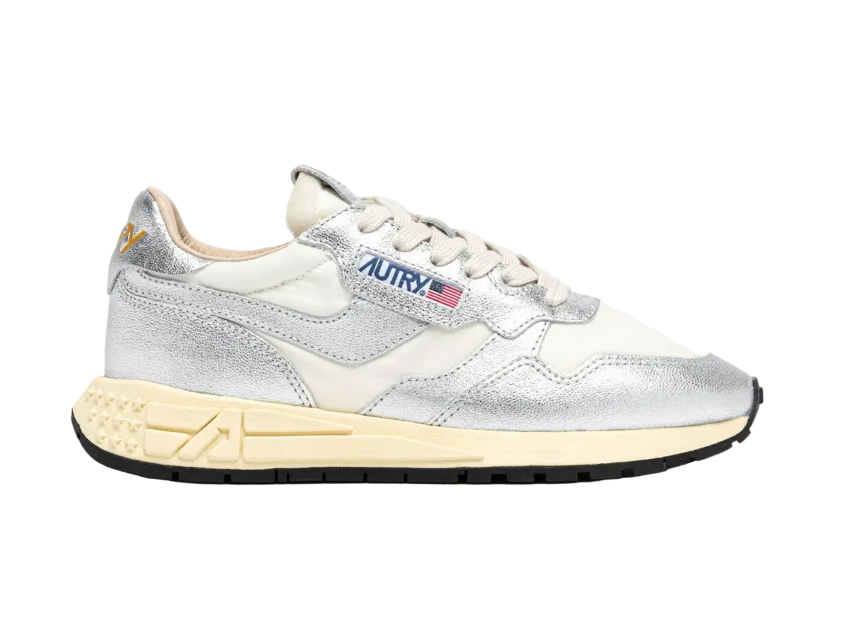 AUTRY SNEAKERS SNEAKERS REELWIND IN NYLON E PELLE METALLIZZATA ARGENTO