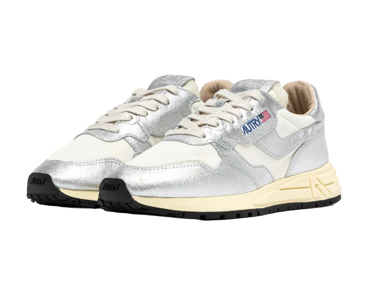 AUTRY SNEAKERS SNEAKERS REELWIND IN NYLON E PELLE METALLIZZATA ARGENTO