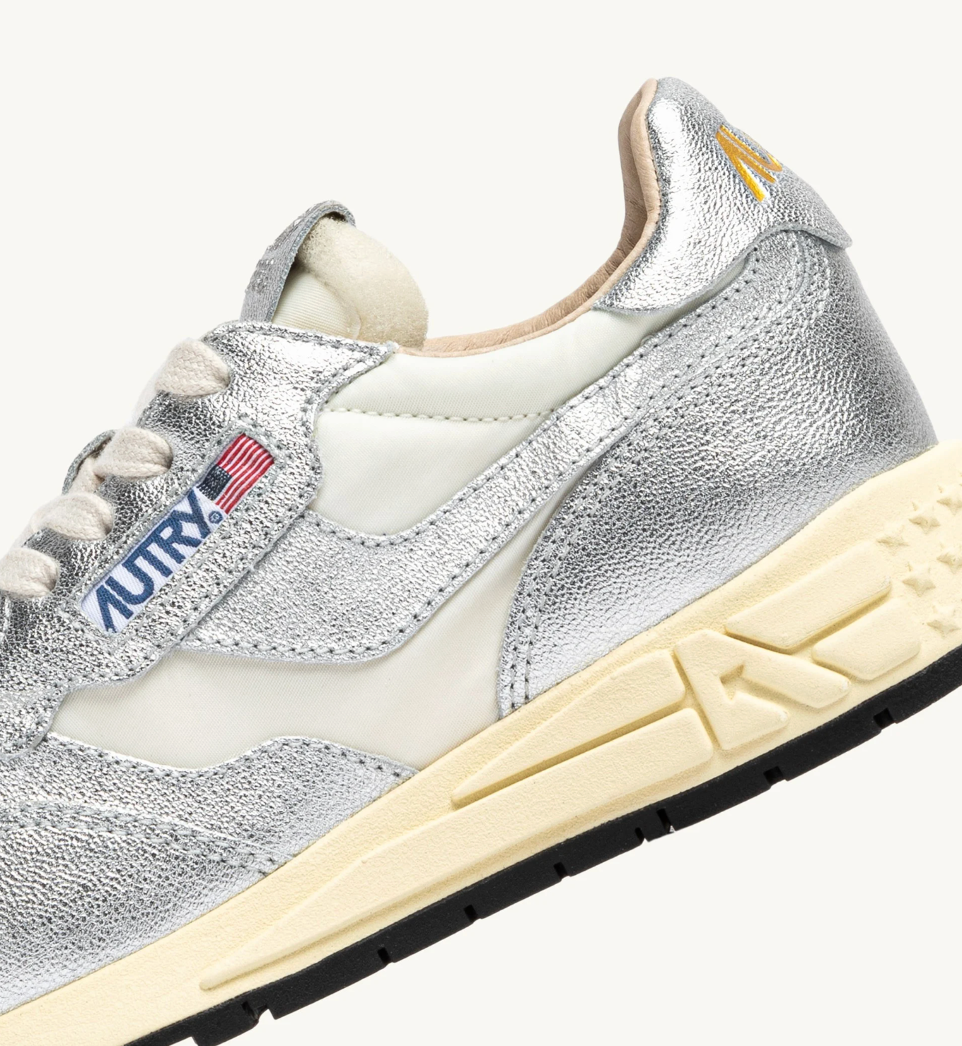 AUTRY SNEAKERS SNEAKERS REELWIND IN NYLON E PELLE METALLIZZATA ARGENTO