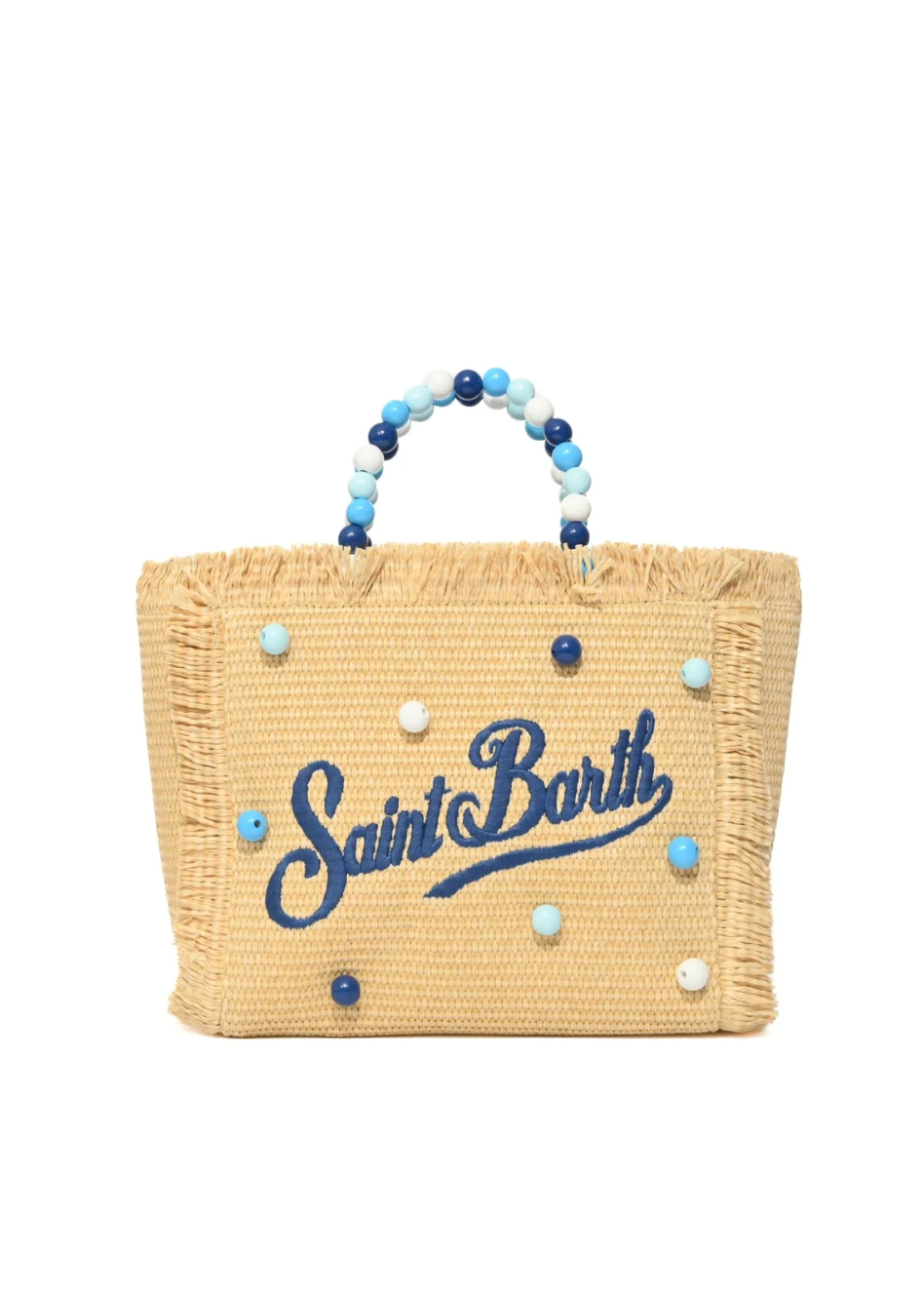 SAINT BARTH - Borsa  effetto paglia con manico perle