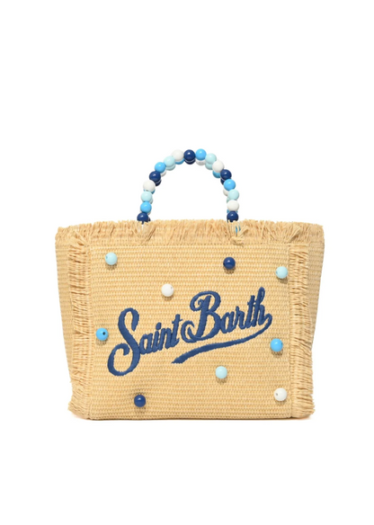 SAINT BARTH - Borsa  effetto paglia con manico perle