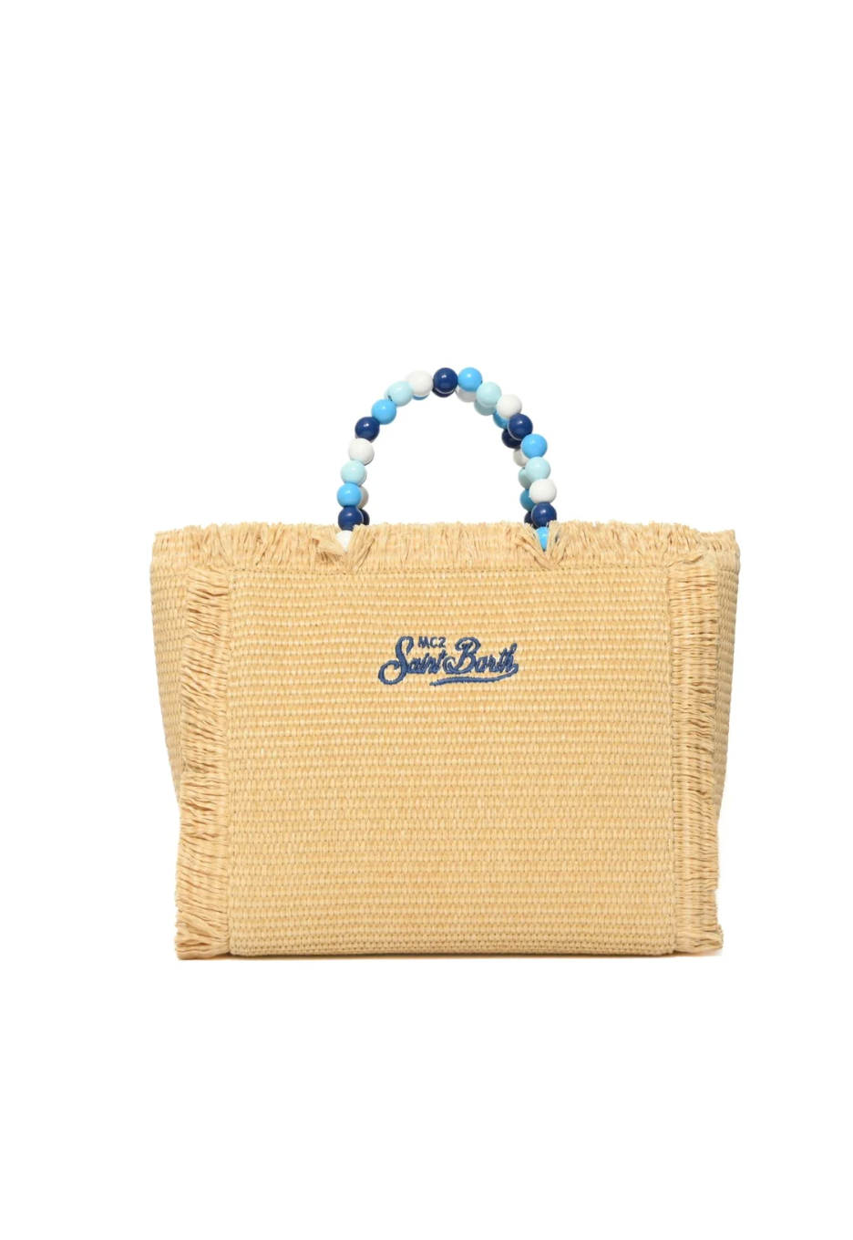 SAINT BARTH - Borsa  effetto paglia con manico perle