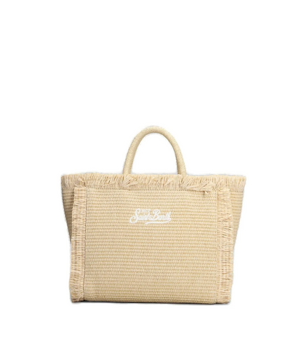 SAINT BARTH - Borsa  effetto paglia con decorazioni in strass