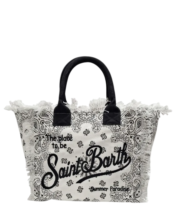 BORSA SAINT BARTH - Borsa a spalla Vanity in canvas Bandana B&W