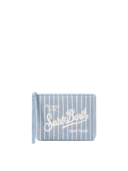 Pochette Saint Barth Aline effetto spugna con fantasia a righe in rilievo