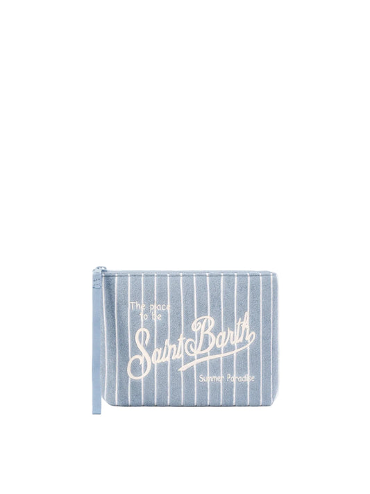 Pochette Saint Barth Aline effetto spugna con fantasia a righe in rilievo
