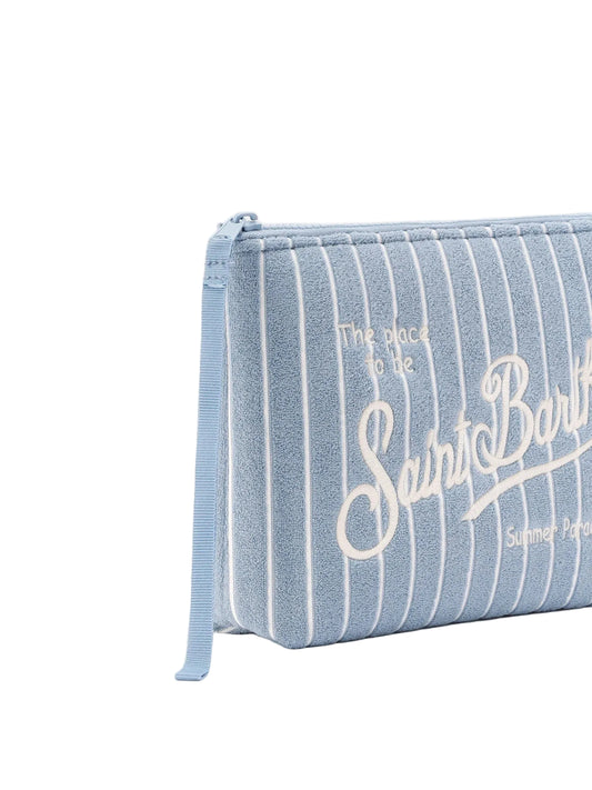 Pochette Saint Barth Aline effetto spugna con fantasia a righe in rilievo