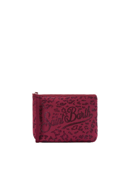 Pochette Saint Barth - Aline Animalier Borgogna Brillantinata