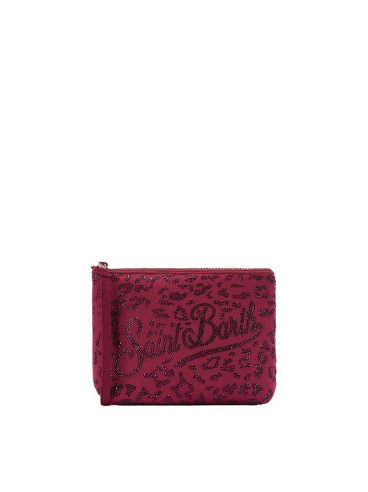 Pochette Saint Barth - Aline Animalier Borgogna Brillantinata