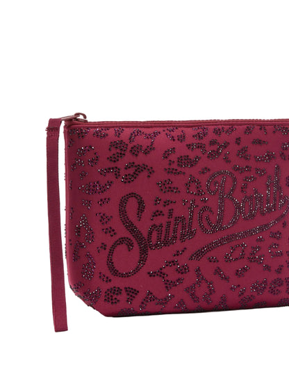 Pochette Saint Barth - Aline Animalier Borgogna Brillantinata