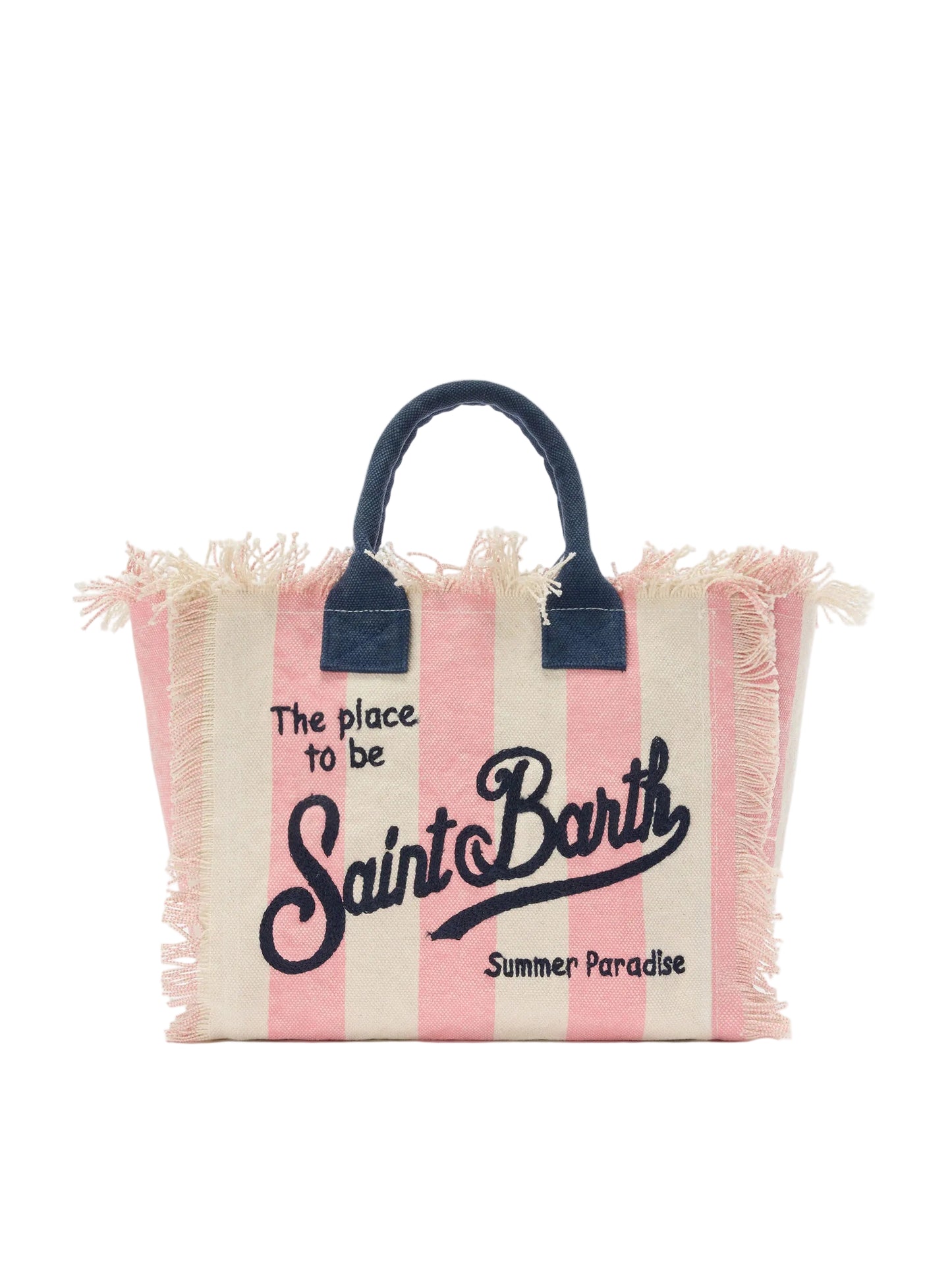 BORSA SAINT BARTH - Borsa Colette in canvas a righe rosa