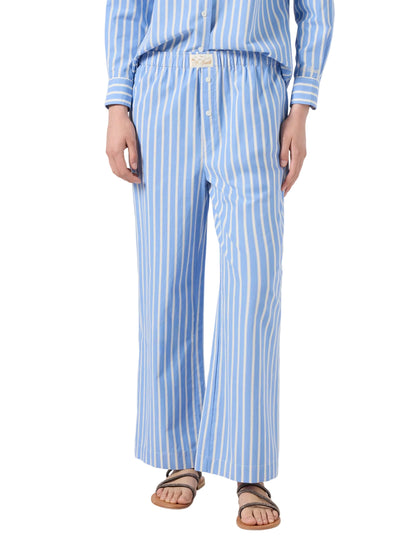 Saint Barth - Pantaloni Doha in popeline a righe azzurre