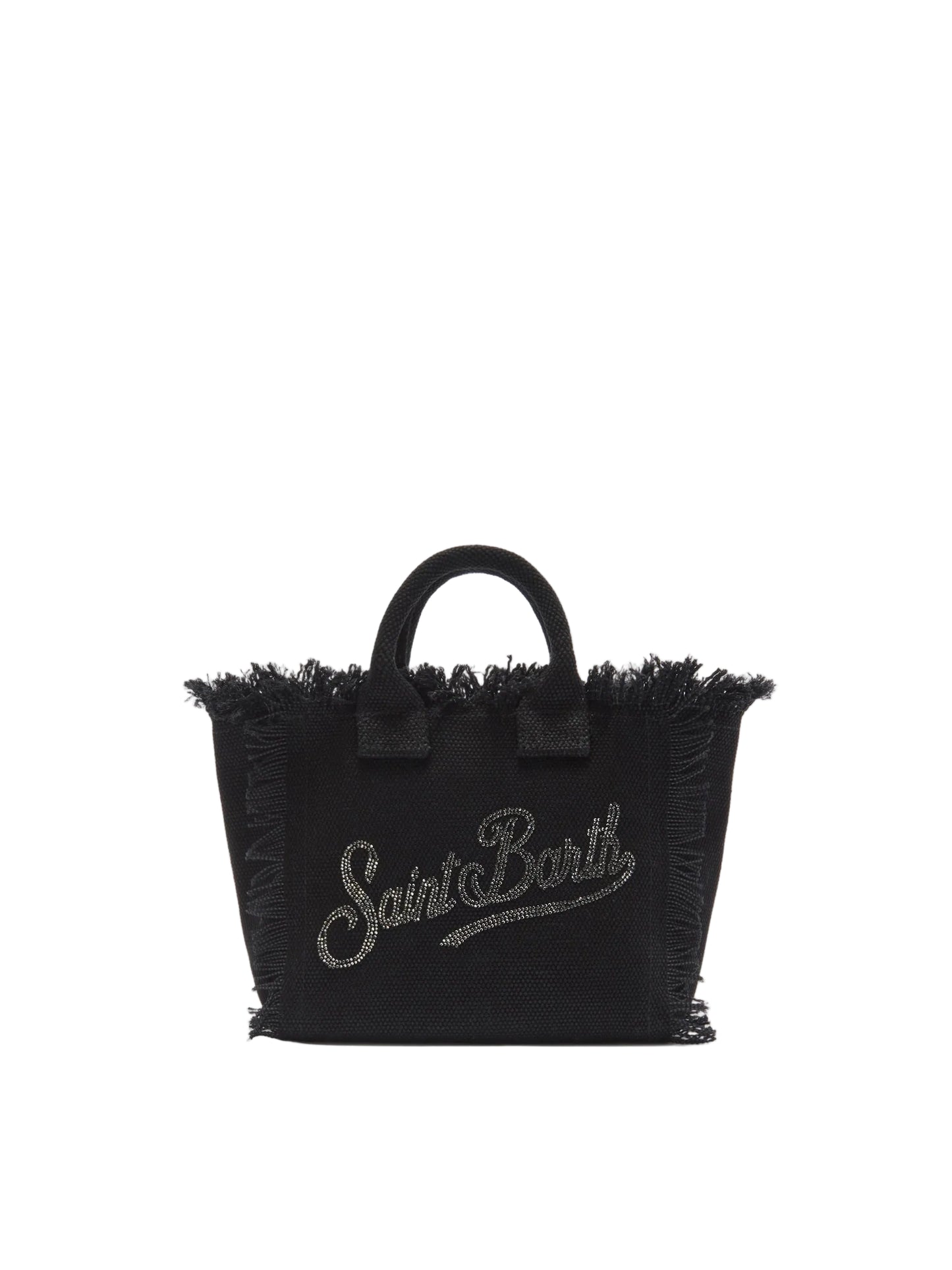 BORSA SAINT BARTH - Borsa Vanity mini in canvas nera con logo in strass