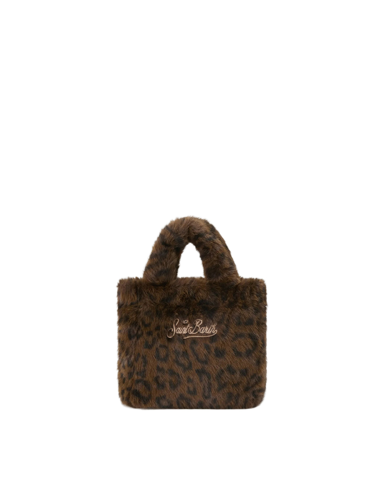 Borsa a tracolla Saint Barth in pelliccia sintetica marrone leopardata