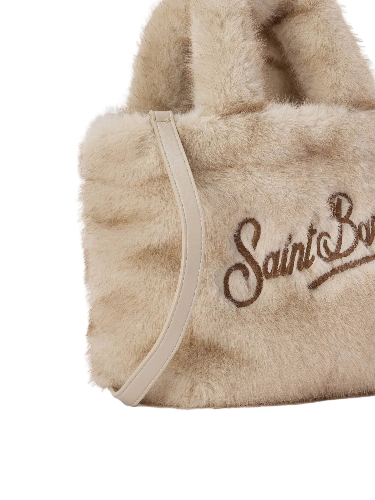 Borsa Mini Vanity MC2 Saint Barth beige dettaglio logo ricamato