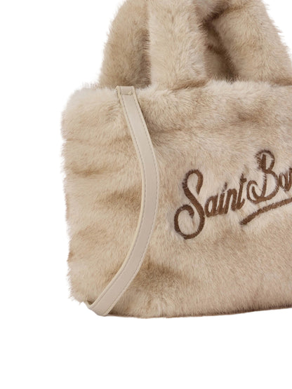 Borsa Mini Vanity MC2 Saint Barth beige dettaglio logo ricamato